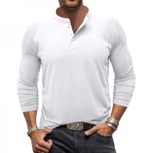 トップス vallad henry neck long sleeve Tops Sweatshirt Henry Collar | Men's Long Sleeve T-shirt - Amekaji